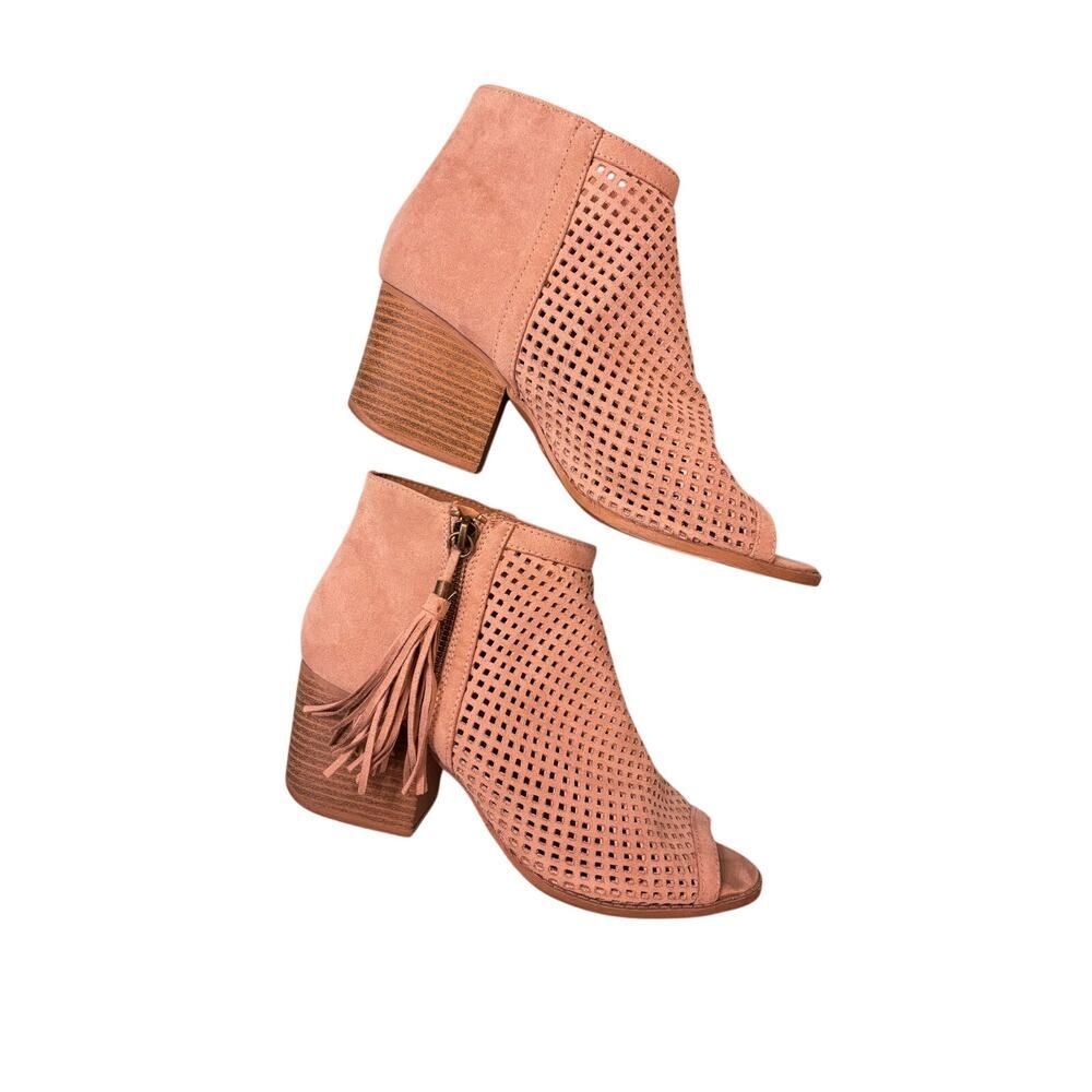 Qupid suede look cage sandals open toe shoes heels sz 8.5